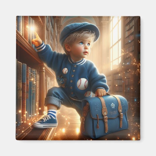 Bij de Bibliotheek - Blue Magnet Magneet (Voorkant)