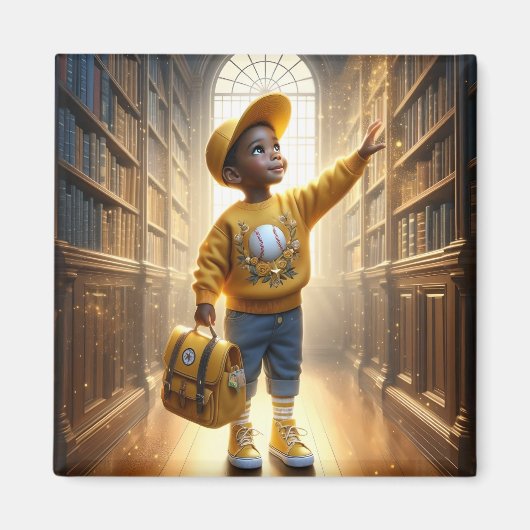 Bij de bibliotheek - Gele Magneet (Voorkant)