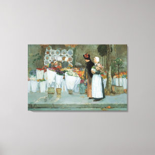 Bij de bloemist door Childe Hassam, Vintage Fine A Canvas Afdruk