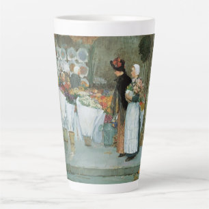 Bij de bloemist door Childe Hassam, Vintage Fine A Latte Mok