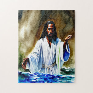 Bij de Christelijke kunstpuzzel op de rivier de 25 Legpuzzel