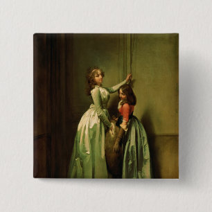 Bij de ingang, 1796-1998 vierkante button 5,1 cm