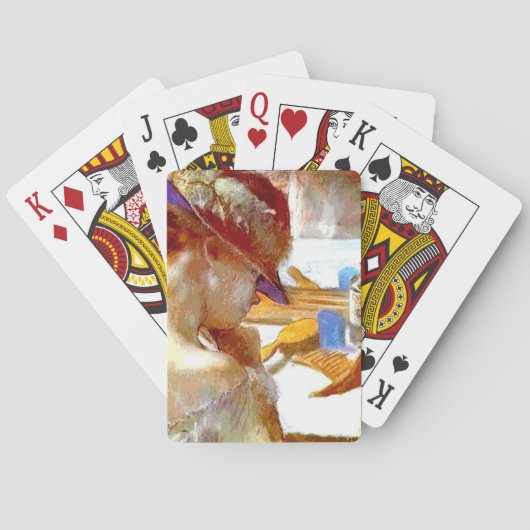 "Bij de spiegel" van Edgar Degas die kaarten afspe (Achterkant)