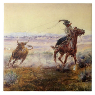 “Bij de vijver” door Charles M Russell Tegeltje