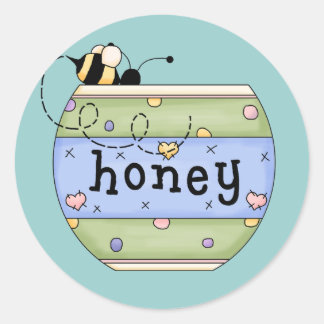 Bij die steelt uit de honingpot ronde sticker