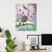 Bij Dusk Fairy Dragonfly Frog Poster Print (Thuiskantoor)