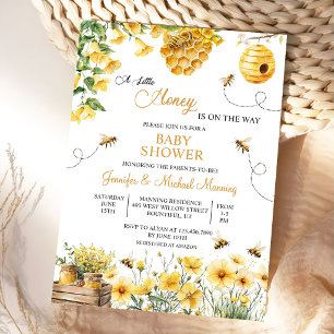 Bij, een beetje honing is onderweg baby shower kaart
