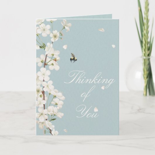 Bij en Witte Bloemen Denken Aan Jou Kaart (Voorkant)