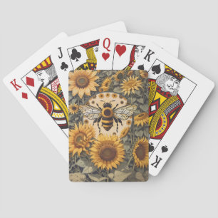 bij en zonnebloemen pokerkaarten