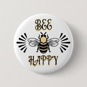 Bij Gelukkig Vintage Kleuren Honingbij Ronde Button 5,7 Cm