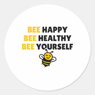 Bij gezond, Bij gelukkig, Bij jezelf - Yoga Bij Ronde Sticker