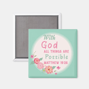 Bij God is alles mogelijk (licht Blauwgroen) Magneet