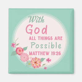 Bij God is alles mogelijk (licht Blauwgroen) Magneet