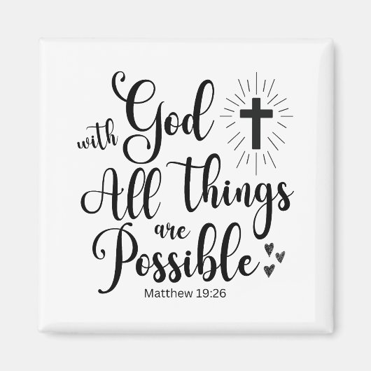 Bij God is alles mogelijk (Matteüs 19:26) Magneet (Voorkant)