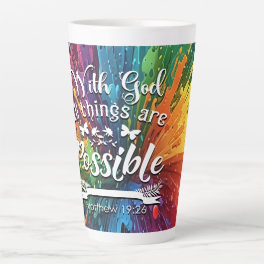 Bij God Matteüs 19-26 Latte Mok (Voorkant)