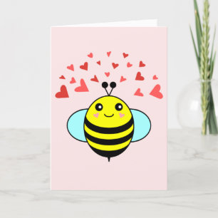 Bij Happy Liefde Hart Valentijnsdag Feestdagen Kaart