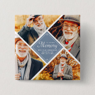 Bij het bewaren van geheugen Moderne Multi Photo T Vierkante Button 5,1 Cm