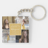 Bij het bewaren van geheugenherdenking fotocollage sleutelhanger (Achterkant)