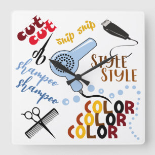 Bij het haarsalon vierkante klok