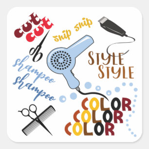 Bij het haarsalon vierkante sticker