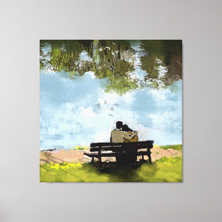 Bij het meer canvas afdruk