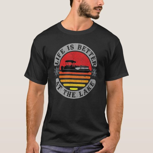 Bij het meer van Pontoon, kapitein Boating T-shirt (Voorkant)