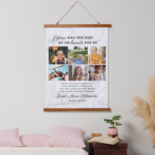 Bij het opslaan van geheugen | 6 Foto Collage Fune Hangend Wandkleed (Slaapkamer)