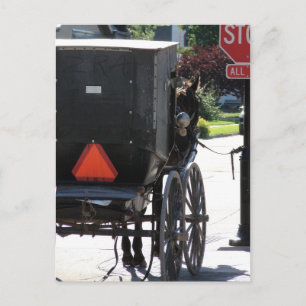 Bij het stopteken, een amish paard briefkaart