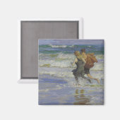 Bij het strand (door Edward Henry Potthast) Magneet (Voorkant / Achterkant)