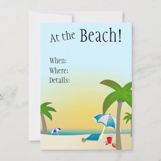 Bij het strand. uitnodiging (Voorkant)