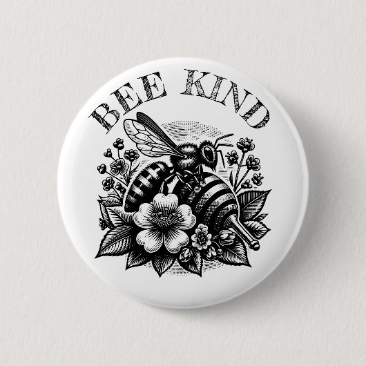 bij | " Honey and Flowers Quote Ronde Button 5,7 Cm (Voorkant)
