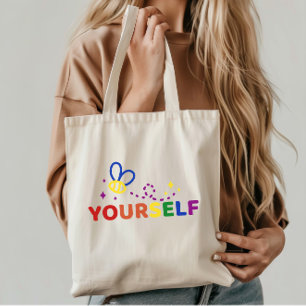 Bij jezelf Regenboog trots Mooie hommel Boodschapp Tote Bag