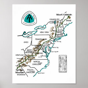 Bij Logo Appalachian Trail Wandelkaart Poster