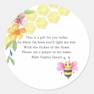 Bij meisje baby shower - Gebedskaarslabel Ronde Sticker
