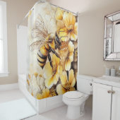 bij met bloem Douchegordijn (In situ)