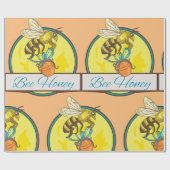 Bij met honingpot Vintage Imker Cadeaupapier (Vlak)