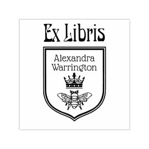 Bij met kroon Wapenschild embleem Ex Libris Boek N Zelfinktende Stempel