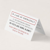 Bij noodgevallen Thuisgelaten Huisdier Identificat Visitekaartjes (Voorkant)
