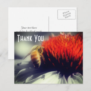 Bij op bloem gedeeltelijke kleur dank je wel briefkaart