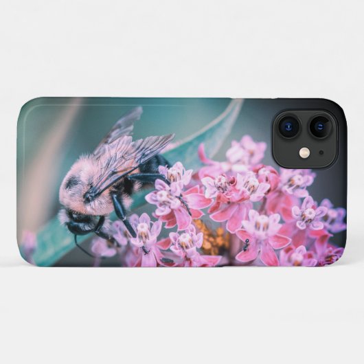 Bij op een roze bloem Case-Mate iPhone case (Achterkant (horizontaal))