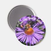 Bij op paarse aster bloem natuur gepersonaliseerd magneet (Voorkant / Achterkant)