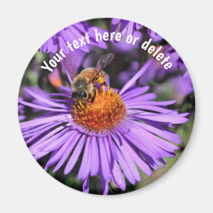 Bij op paarse aster bloem natuur gepersonaliseerd magneet