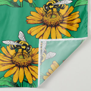 Bij op zonnebloem bloempatroon ontwerp groen stof