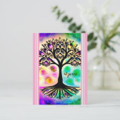 Bij Peace Whimsical Tree of Life Inspirerend Briefkaart (Staand voorkant)
