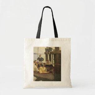 Bij Queen's Ferry door NC Wyeth, Vintage Piraten Tote Bag