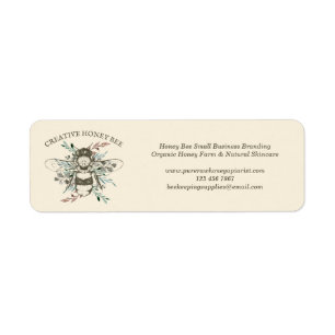 Bij Vintage Waterverf Bloemen Handgetekend Etiket