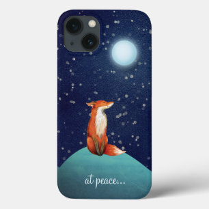 bij vrede ~ Charming Fox zit onder een volle maan iPhone 13 Hoesje