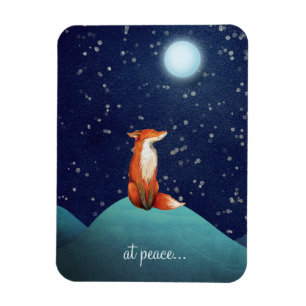 bij vrede ~ Charming Fox zit onder een volle maan Magneet
