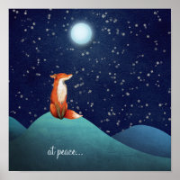 bij vrede ~ Charming Fox zit onder een volle maan