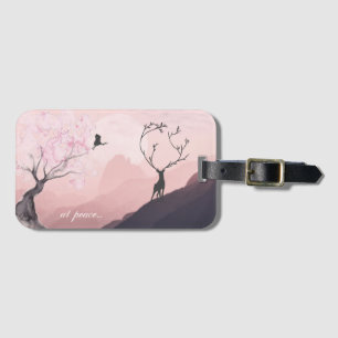 bij vrede, Pink Sunrise Spring Mountain Scene Japa Bagagelabel
